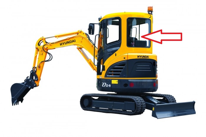 Стекло для мини экскаватора HYUNDAI R35Z-9 | HYUNDAI R27Z-9 - Стекло заднее  (закаленное)