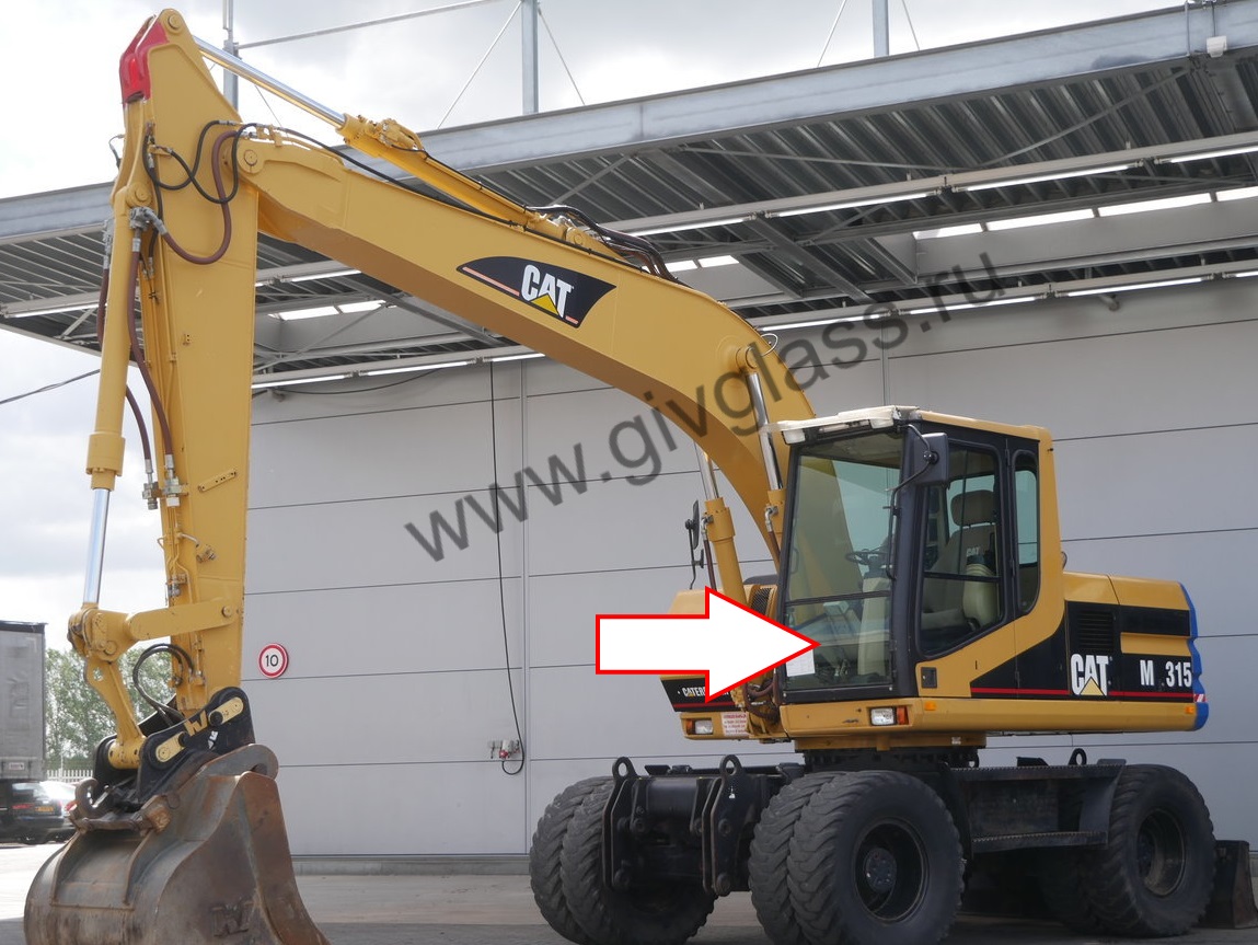 Экскаватор гусеничный/колесный Caterpillar M 315 C / M 313 C / M319 C - Стекло лобовое нижнее (закаленное) (деленное по середине)