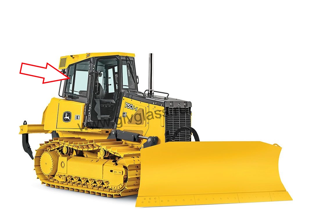 Бульдозер John Deere 850 J-II - Стекло кузовное заднее правое (открываемое) (закаленное)