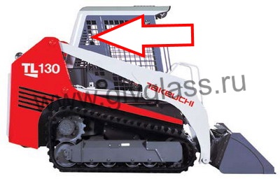 Мини-погрузчик TAKEUCHI TL 130, TL 140, TL 150 - Стекло кузовное заднее правое верхнее ближе к заднему стеклу (закаленное)

​