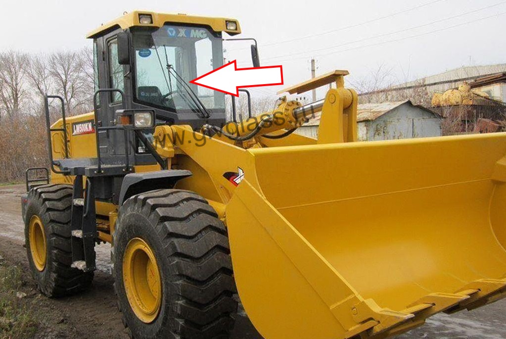 Фронтальный погрузчик XCMG LW500KN - Стекло лобовое центральное (закаленное) 
