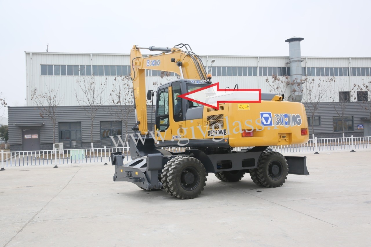 Гусеничный экскаватор XCMG XE210WB  - Стекло кузовное левое (за дверью) (закаленное)