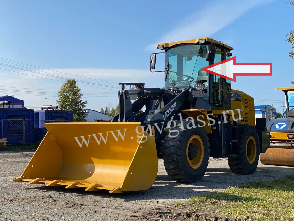 Фронтальный погрузчик XCMG LW330FN - Стекло лобовое левое (закаленное)