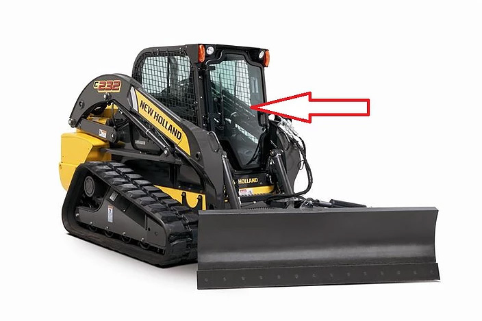 Мини-погрузчик New Holland L 215, L218, L220, L223, L225, L230, C227, C232, C238 2009 - Стекло лобовое с шелкографией и отверстиями под дворник сбоку (закалённое).
Номер в каталоге 84344565
