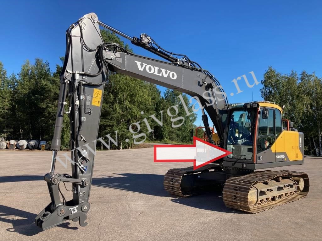 Экскаватор гусеничный Volvo EC170D, EW140B, EW145B, EW160B, EW180B, EC180Blc, EC210Blc, EC240Blc, EC290Blc, EC460Blc 2017 года - Стекло лобовое нижнее (триплекс)