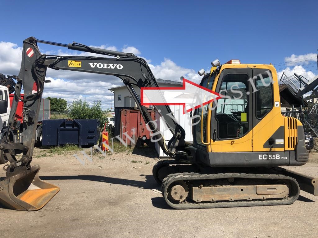 Мини-экскаватор Volvo EC 55 B PRO - Стекло дверное левое (закаленное) 
Номер в каталоге 1166-01400