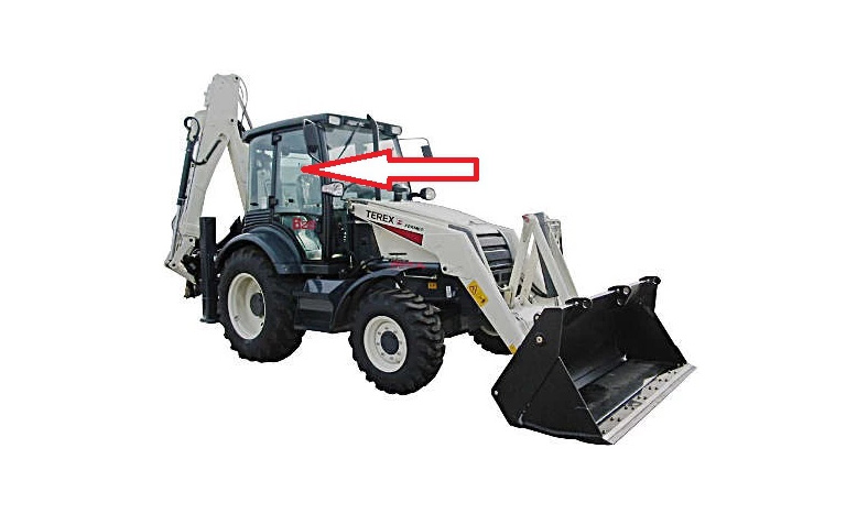 Экскаватор-погрузчик Terex 820/860 - Стекло дверное верхнее правое с отверстиями (закалённое).
Номер в каталоге TEREX 6099905M1