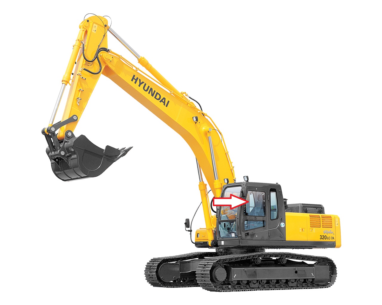 Экскаватор HYUNDAI ROBEX 210 LC-7 | 260 LC-7 | 290 LC-7 | 300 LC-7 | 330 LC-7 | 450 LC-7 | 480 LC 7 | 2003 год -  - Стекло дверное верхнее (закаленное)