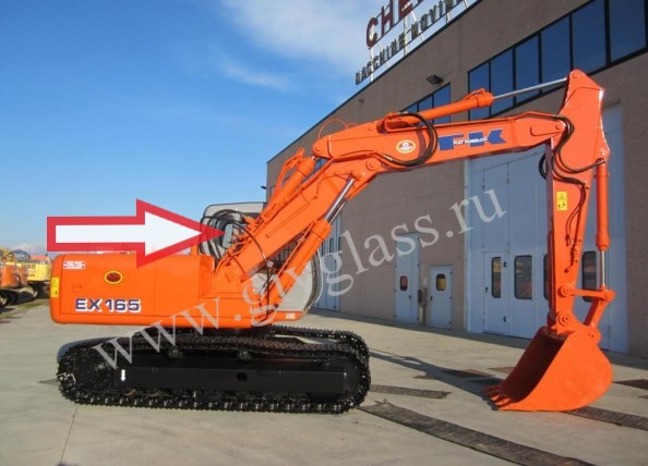 Экскаватор гусеничный Fiat Hitachi ex 165/255/355 5 серии - Стекло правое правое кузовное заднее (закаленное)