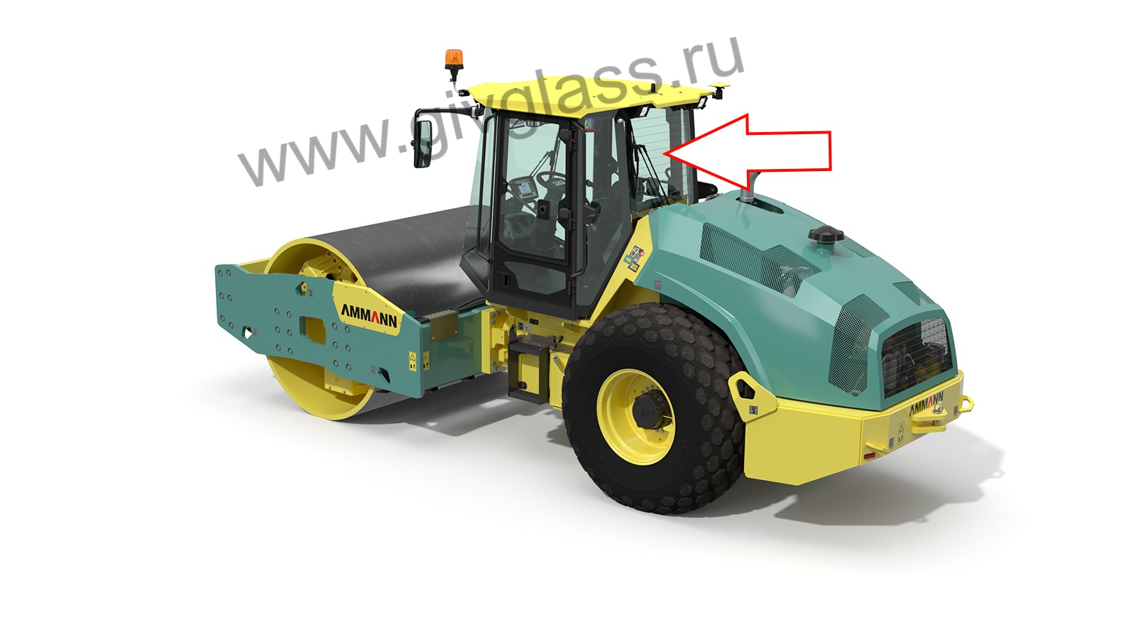 Грунтовый каток AMMANN ARS 200 - Стекло заднее  (закаленное/триплекс), фон зеленый, толщина 5 мм, обогрев

 