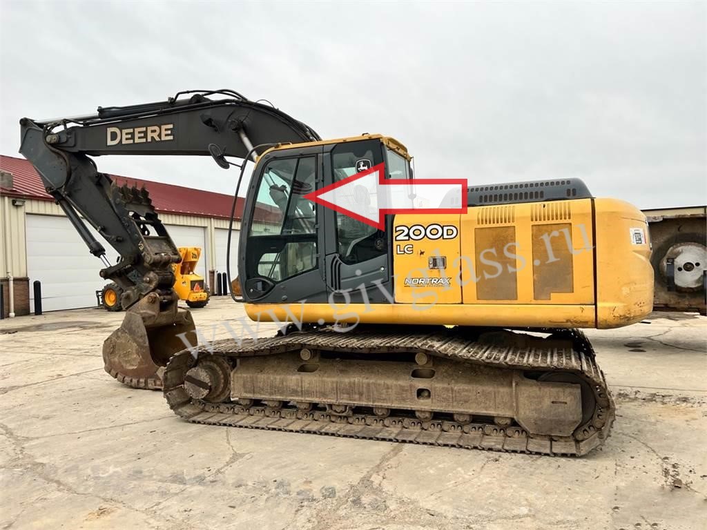 Гусеничный экскаватор John Deere LC 200 D / LC 240 D/ LC 260 D/ LC 300 D/ LC 330 D/ LC 360 D - Стекло дверное левое верхнее (форточка ближе к заднему стеклу) (закалённое