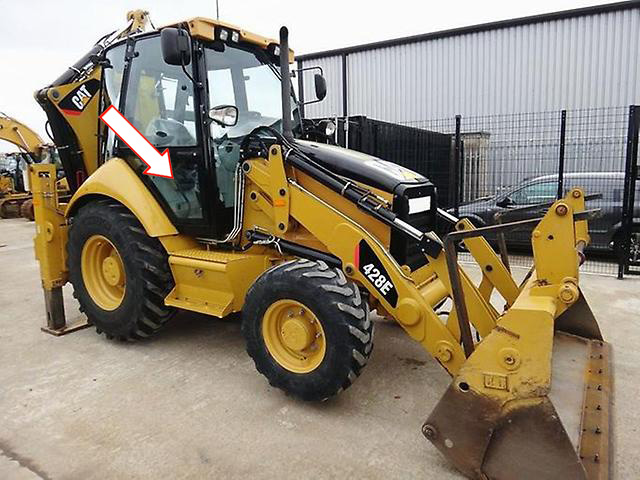 Экскаватор-погрузчик Caterpillar 428 e/432e/434e/444e 2006 - Стекло дверное правое нижнее (закаленное)