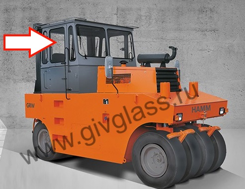 Каток HAMM GRW-10/15/20 - Стекло дверное правое (закаленное), размер 550 мм * 740 мм