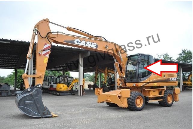 Колесный экскаватор Case WX130 / WX210 / WX350 / WX470 / WX370 / CASE WX700 / 2,3- серия - Стекло дверное левое без выреза под форточку/ с вырезом под форточку (закаленное)