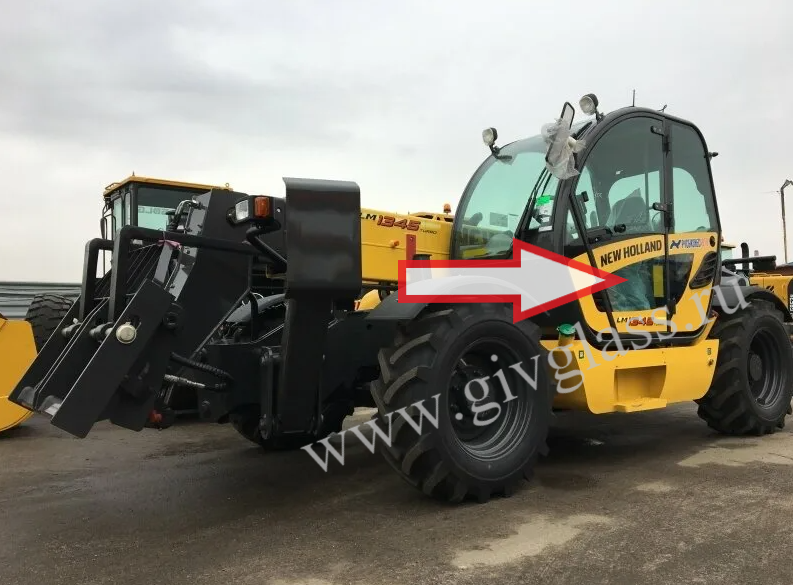 Телескопический-погрузчик New Holland LM1330/ LM1333/ LM1340/ LM1343/ LM1345/ LM1440/ LM1443/ LM1445/ LM1740/ LM1745/ LM5040/ LM5060/ LM5080/ LM732 - Стекло дверное нижнее (закалённое)