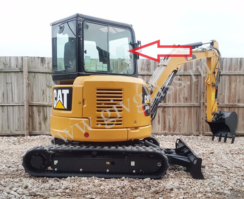 Мини-экскаватор Caterpillar 303.5 DCR - Стекло кузовное правое подвижное ближе к лобовому (закаленное)