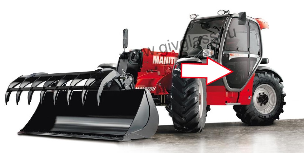 Телескопический-погрузчик MANITOU MLTX 735 LSV - Стекло дверное нижнее левое (закаленное)